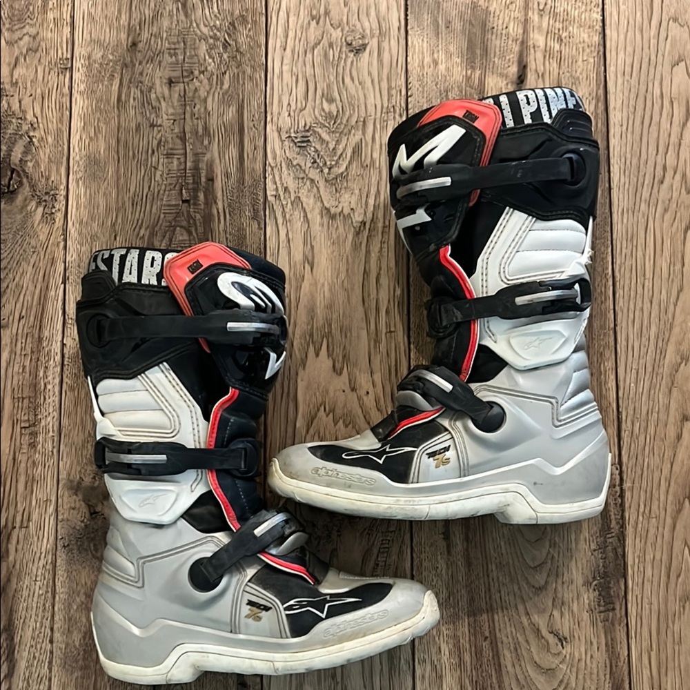 Alpinestars Black and White Motorcycle Boots